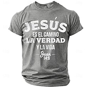  Camiseta Gráfica de Hombre Biblia Jesús Es El Camino La Verdad y La Vida Juan 14 6 Escritura Bíblica Cristiana Religiosa Camiseta Casual Manga Corta Ropa de Iglesia Ropa de Diseñador