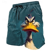  Bărbați Amuzant Rață animale de desene animate Boxeri înot Costume de baie Pantaloni scurți de baie Pantaloni Scurti Talie medie Hawaiană Vacanta la plaja Buzunare laterale Căptușeală din plasă Talie