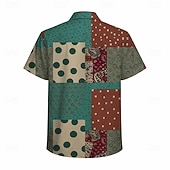  Retro Vintage Hippie 1970s Shirt Short Sleeves Hippie Retro Patchwork Bohemian Fancy Dress Men's Music Festival Party Daily Wear Adults' Shirt Spring & Summer