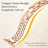 abordables Bracelets Apple Watch-Bracelet Bijou Compatible avec Bracelet Apple Watch 38mm 40mm 41mm 42mm 44mm 45mm 46mm 49mm Paillettes Chaîne double Luxe Alliage Bracelet de remplacement pour iwatch Ultra 3 2 Series 11 10 9 8 7 SE