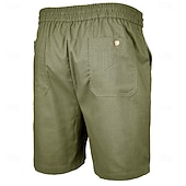 cheap Classic-Men's Shorts Linen Shorts Summer Shorts Beach Shorts Drawstring Elastic Waist Plain Comfort Breathable Short Daily Outdoor Beach Vacation Fashion Blue Black Inelastic