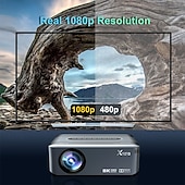 economico Proiettori-Videoproiettore intelligente con supporto nativo 1080p, decodifica 8K, sistema operativo Android 9.0, Wi-Fi dual band 5G, HDR 10+. &amp;Proiettore audio Dolby per i Mondiali di calcio del 2026, per