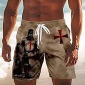 economico Retro Vintage &amp; Etica-Per uomo Cavalieri Templari Crociati Croce Costumi da bagno Costumi da bagno Pantaloncini da bagno Pantaloncini da Surf Misura del girovita medio Retrò Vintage All'aperto Vacanza Abbigliamento
