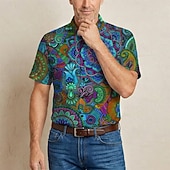  Retrò Vintage Hippie Anni '70 Camicia Maniche corte Hippie Paisley Fiori Mandala Etnico Costume Per uomo Festival Musicale Feste Abbigliamento quotidiano Adulti Camicia Primavera & Estate