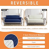 olcso Kanapé huzat-vízálló, megfordítható kanapéhuzat 3 párnára, háziállatbarát kanapéhuzat kutyáknak, mosható bútorvédő huzat csúszásgátló rugalmas pánttal