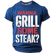  T-shirt homme à imprimé rétro barbecue, coupe classique, idéal pour les grillades en extérieur. Tailles S, M, L, XL, XXL, XXXL.
