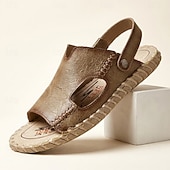 abordables Sandalias de Vacaciones-Sandalias marrones de tiras en el talón para hombre, calzado casual de verano con puntera abierta, ligero y cómodo para actividades al aire libre, ideales para vacaciones en la playa, viajes, uso en resorts, ocio diario y climas cálidos.
