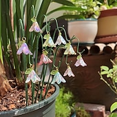 お買い得  装飾的な庭の賭け-庭の装飾用支柱10本、人工ユリとスズランの花、太陽の下でキラキラ輝く、屋外の鉢植え植物や装飾的な造園、多肉植物の盆栽の装飾用のミニガーデン支柱セット