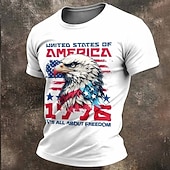  4 luglio 2026 250° Per uomo Tinta unica Bandiera Americana Maglietta Manica Corta maglietta Stampa 3D Girocollo Camicia Vintage Retrò Patriotico Quotidiano Festival Nero Bianco Estate Primavera