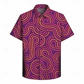  Retro / vintage Hippie 1970erne قميص Korte ermer Hippie Geometrisk Kontor / Bedrift Kostyme Herre musikk festival Fest Dagligdagstøy Voksne Trøye Vår sommer