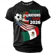economico Magliette da sport e palestra-Coppa di calcio 2026, tre nazioni, partita unica 2026, USA, Canada, Messico, pallone da calcio, porta, rete, Nord America, torneo di calcio, maglietta sportiva per tifosi, grafica, vestibilità