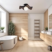 abordables Plafonniers encastrés et semi-encastrés-Plafonnier moderne et épuré en forme de feuille de lotus, vis G9, en fer imitation noyer, idéal pour une chambre, une chambre d'enfant, un couloir, un salon ou un balcon.