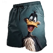  Herren Lustig Ente Comic-Tiere Badehosen Badeanzüge Badeshorts Boardshorts Mittlere Taille Hawaiianisch Strandurlaub Seitentaschen Netzfutter Elastischer Kordelzug in der Taille Designer Bekleidung