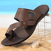 voordelige Herenpantoffels &amp; Slippers-Sandalen van imitatieleer met gekruiste bandjes en teenlus, open teensandalen, comfortabele platte slippers, minimalistische casual zomerschoenen voor heren, perfect voor strandvakanties, resorts, reizen en weekenduitjes.