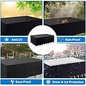 abordables Housses de Mobilier de Patio-Housse de protection pour mobilier de jardin 180 x 180 x 100 cm, imperméable, résistante aux déchirures, en tissu 420D, pour ensemble table et chaises de jardin. Housse robuste noire.