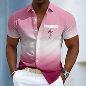 economico Piante tropicali-Per uomo Albero di Cocco Colore sfumato Piante Tropicali Camicie hawaiane Camicia stropicciata Camicia di Seersucker Manica Corta Hawaiano Vacanza al Mare Estate Primavera Collo ripiegato Morbido
