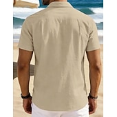 economico Vacanza-Per uomo Camicia Camicia di lino Camicia Estiva Camicia da Spiaggia Camicia con Bottoni Semplice Vacanza Ferie Nero Bianco Blu marino Azzurro cielo Manica Corta Collo a Lancia Estate Primavera