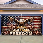 ieftine 250 de ani de la-Decorațiune pentru capacul ușii de garaj cu ocazia celei de-a 250-a aniversări a SUA, fundal pentru fotografie cu vulturul din 4 iulie, banner american 1776-2026 pentru decor patriotic al Zilei Independenței