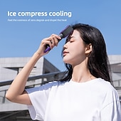 abordables Ventilateurs-Ventilateur portable avec compresse froide, mini-ventilateur 3 en 1 rechargeable par USB, utilisable à la main, sur pied ou à suspendre, idéal pour les voyages et le maquillage.