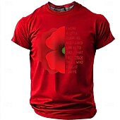  Memorial Day Remembrance Day I Wear A Little Poppy As Red As Red Can Be Men's Patriotic Remember Those Who Fought For Me Graphic T Shirt Short Sleeve Tee Designer Clothing Apparel S M L XL XXL XXXL