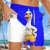  Voor heren Grappig Eend tekenfilm dieren Gevoerde shorts 2 in 1 zwemshorts Zwemshorts Medium Taille Hawaii Strandvakantie Zijzakken Met compressievoering Elastische tailleband met trekkoord Ontwerper