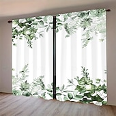 halpa Pimennysverho-2 kpl kasvi- ja kukkataideverhoja, polyesteri-ikkunaverhot tankotaskulla, vihreät kasvitieteelliset kuvioverhot olohuoneeseen, makuuhuoneeseen, keittiöön, asuntolan sisustukseen, kodin sisustukseen