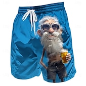 billiga Retro Vintage &amp; Etik-Herr Rolig Öl Gammal man Badshorts Boardshorts Medium Midja Retro / vintage Utomhus Semester Vardag Sidfickor Mesh foder Elastisk dragsko i midjan Designer Kläder