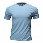 cheap Men's Casual T-shirts-Men's T Shirt Short Sleeve Shirt Tee Top Short Sleeve Crew Neck Summer Spring Solid Color Streetwear Stylish Leisure Quick Dry Slim Daily Outdoor Running Light Grey Top Tee for Men
