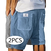 baratos Calções Estilo Casual-Homens Calção Shorts casuais Shorts de veludo cotelê Bolsos Cintura elástica Tecido Textura Conforto Respirável Curto Casual Ao ar livre Praia Férias Moda Preto + Azul Marinho céu azul+cinza Com