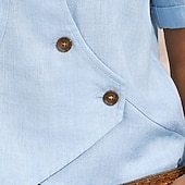 abordables Chemises-Femmes Chemise Chemises effet lin Chemise Boutonnée Chemise en coton Patchwork Boutons Couleur Unie Uni Élégant Vacances Basique Manche Courte Col Rabattu Hauts Réguliers Quotidien Fête Tenue de plage