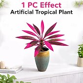 cheap Artificial Flower-6 Pcs Artificial Tropical Plant 17 Leaves Faux Bamboo Dracaena for Indoor &amp; Outdoor Decor, DIY Floral Arrangements, Plant Walls, Garden, Patio &amp; Greenery Accents