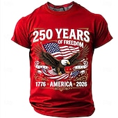  4 juli 2026 250:e Herr Rolig T-shirt Kortärmad T-shirt 3D-tryck Rund hals Skjorta Mode Designer Enkel Ledigt Dagligen Fest Svart Rubinrött Sommar Vår Kläder S M L XL XXL XXXL