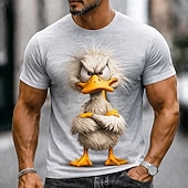 お買い得  アニマルプリントTシャツ-メンズ 不機嫌なアヒルの子 乱れた髪 面白い ユーモラスな漫画 半袖 Tシャツ グラフィック カジュアル フィット ストリートウェア デイリーウェア デザイナー衣料 アパレル S M L XL XXL XXXL