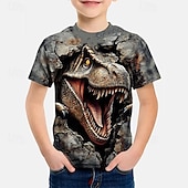 ieftine Animale 3D pentru băieți-Băieți 3D Grafic Dinozaur Tricou Manșon scurt Tipărire 3D Vară Primăvară Sport Modă Șic Stradă Copii 5-12 ani Stil Nautic Casual Zilnic În aer liber Fit regulat