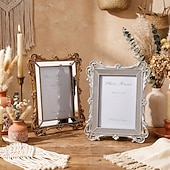 cheap Sculptures-1PC, Featuring Rococo Baroque Three-dimensional Relief Carving Technique. This Decorative Photo Frame for Home And Wedding Wse Is Suitable for Both Tabletop Display And wall Hanging