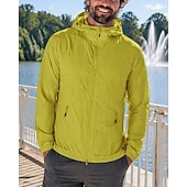 お買い得  ランニングジャケット-男性用 ソリッド ランニングジャケット アウトドアジャケット フード付きジャケット 夏 春 秋 ポケット フルジップ 長袖 日焼け防止 防風 UVプロテクション ライトウェイト 高通気性 釣り ハイキング ランニング ブルー アメジスト 蛍光グリーン スポーツウェア アクティブウェア