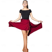 cheap Latin Skirts-Women's Red Latin Dance Skirt Irregular Hem Tie Waist Ballroom Practice Skirt