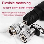 זול מפתח ברגים &amp; סטים-סט כלי מפתח ברגים אוניברסלי מתכוונן, שקע תחזוקה אוניברסלי רב תכליתי 10 מ"מ-19 מ"מ עבור מחגר בעל הנעה 3/8 אינץ', מפתח מומנט &amp;מקדחה חשמלית 2 סטים