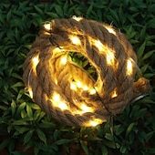 cheap Battery &amp; USB Indoor Lights-Natural Hemp Rope Lights, Natural Brown Rope Super Bright String Fairy lamp, Outdoor String Lights Waterproof Natural Hemp Rope Lights, Suitable for arbors, Columns, Trees, Fences