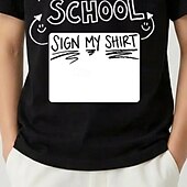 cheap Boy's 3D Funny Humor-100% Cotton Kids Boys' Black White Graphic Quotes &amp; Sayings T shirt Blouse Crew Neck Short Sleeve Outdoor Dailywear Fashion Streetwear Designer Printing Summer
