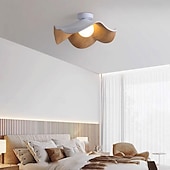 abordables Plafonniers encastrés et semi-encastrés-Plafonnier moderne et épuré en forme de feuille de lotus, vis G9, en fer imitation noyer, idéal pour une chambre, une chambre d'enfant, un couloir, un salon ou un balcon.