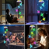 abordables Éclairages pour allées-colibri &amp;Carillon lumineux solaire papillon étanche pour extérieur, lot de 2, idéal pour le jardin, la terrasse, le balcon, la cour, la villa, la décoration estivale et les anniversaires. Parfait pour