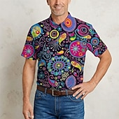  Retrò Vintage Hippie Anni '70 Camicia Maniche corte Hippie Paisley Etnico Costume Per uomo Festival Musicale Feste Abbigliamento quotidiano Adulti Camicia Primavera & Estate