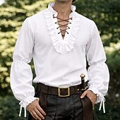  العصور الوسطى عصر النهضة قميص أكمام طويلة قرصان الفايكينج ملابس تنكرية رجالي الفايكينج قرصان عيد الرعب مهرجان أداء LARP رن فير للبالغين قميص