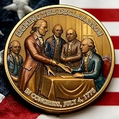  Monedă comemorativă aniversară de 250 de ani a SUA – design cu vultur patriotic și steag american, monedă de colecție aurie și argintie pentru Ziua Independenței, veterani și colecționari de istorie a SUA