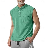 economico Canotte da palestra-SoftFade™ Canotta da Uomo Top Canotta Camicia Denim Camicia Acid Wash Maniche Senza Maniche Con Cappuccio Zip Henley Estate Primavera Piana Base Cappuccio Casual Vacanza Strada Viola Top T-Shirt per