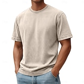  Per uomo Maglietta Camicia 100% cotone lavaggio acido Manica Corta Girocollo Estate Primavera Autunno Semplice Retrò Vintage Casual Stile Vintage Tinto in capo angosciato Casuale Blu Nero Rosa