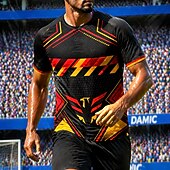 cheap Running Tee &amp; Tank Tops-Germany Style Men's Soccer Jersey Geometric Athletic Summer Short Sleeve T-Shirt UPF 50 Quick Dry Breathable mesh fabric 2026 Soccer Fan Tee Tournament Football Gym Running Sports Yellow Black