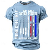  Herdenkingsdag Voor heren Amerikaanse Amerikaanse vlag T-shirt Korte mouw T-shirt 3D-afdrukken Strakke ronde hals Overhemd Modieus Dagelijks Dagelijks Straat Rood Hemelsblauw Grijs Zomer Lente Kleding