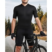 tanie Męskie koszulki-Męskie Koszulka rowerowa Jeden kolor Krótki rękaw Rower Dżersej Top z 3 tylnymi kieszeniami Odporny na UV Szybkie wysychanie Kieszeń na plecach Odvádí pot Sport Czarny Biały Czerwony Odzież